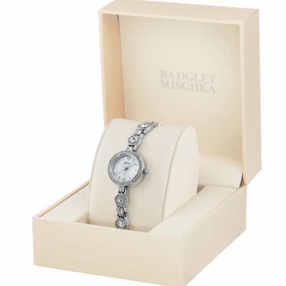 Badgley Mischka Women's Silver-tone Crystal Watch - Picture 4 of 8